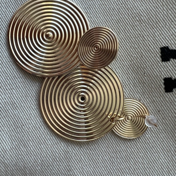 Gold Spiral Statement Earrings - New - Picture 4 of 5